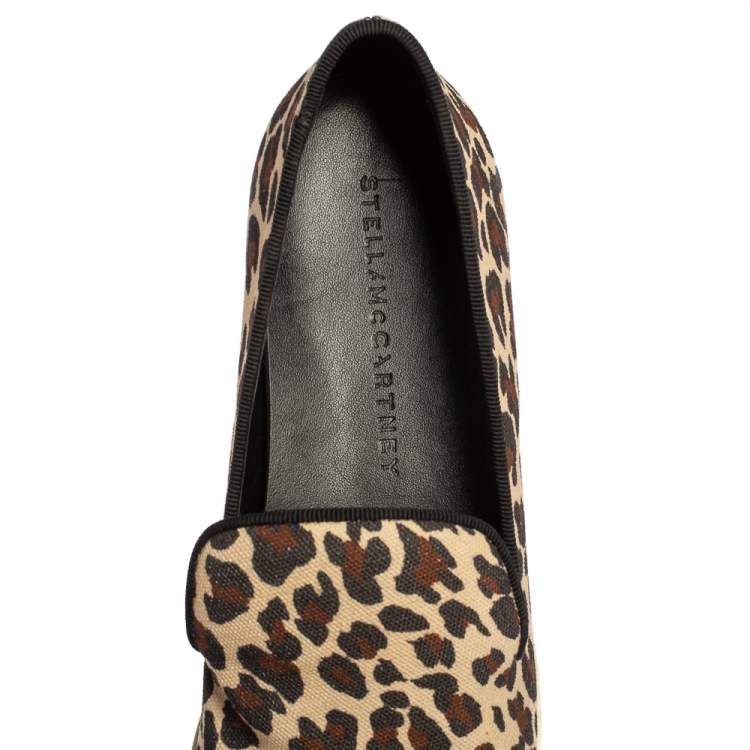 Pre Owned Stella McCartney Beige Leopard Print Canvas Platform Slip on Sneakers Size 40