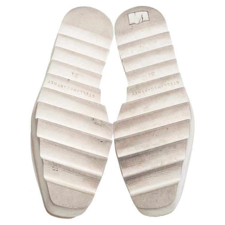 Pre Owned Stella McCartney White Faux Leather And PVC Elyse Platform Sneakers Size 35.5