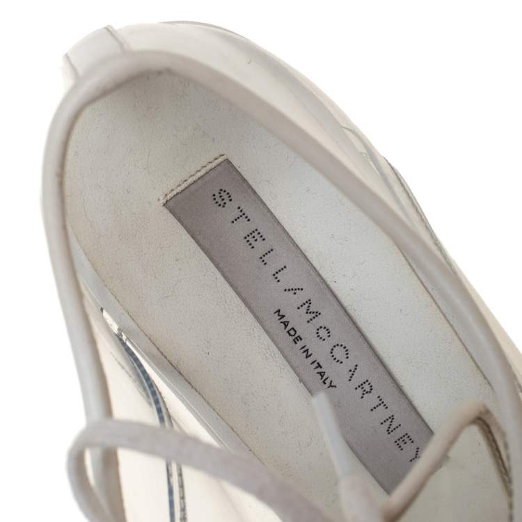 Pre Owned Stella McCartney White Faux Leather And PVC Elyse Platform Sneakers Size 35.5