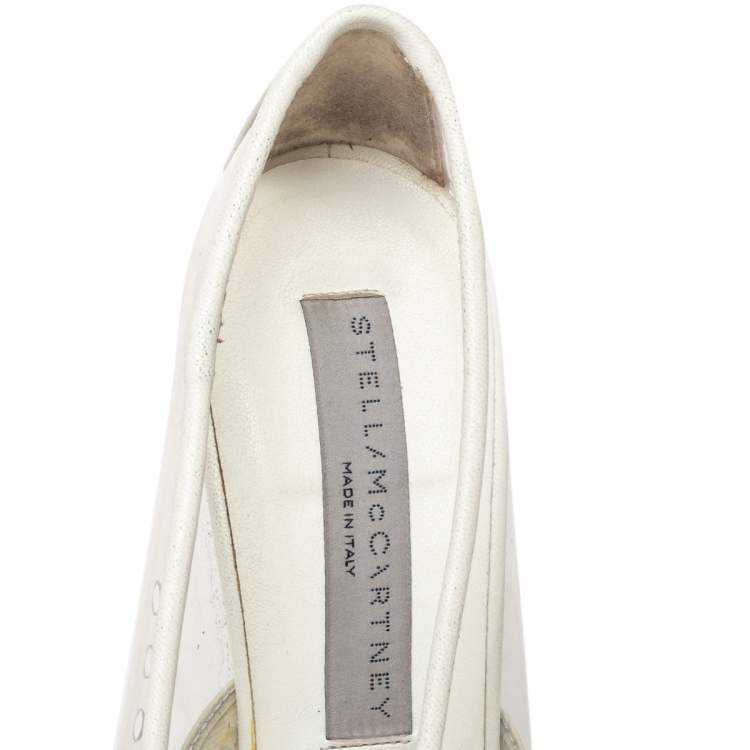Pre Owned Stella McCartney White Faux Leather And PVC Pointed Toe Pumps Size 37