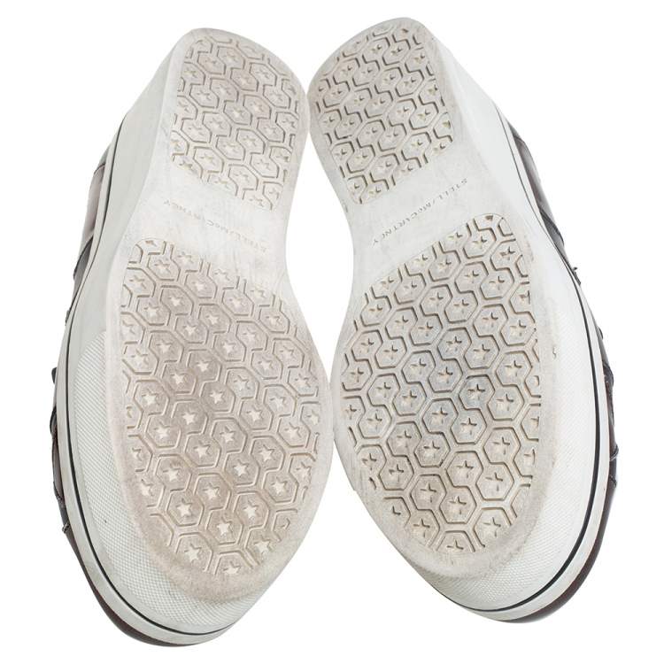 مملوكة مسبقًا Stella McCartney Metallic Bronze Faux Leather Binx Star Platform Slip On Sneakers Size 40