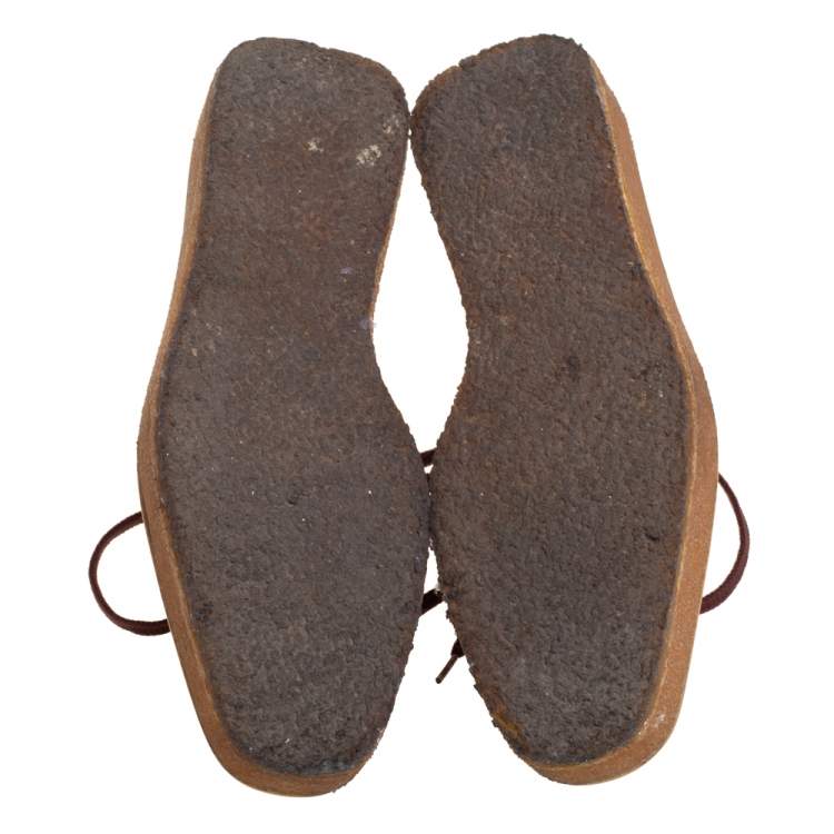 Pre Owned Stella McCartney Brown Faux Suede and Faux Leather Clipper Platform High Top Sneakers Size 41