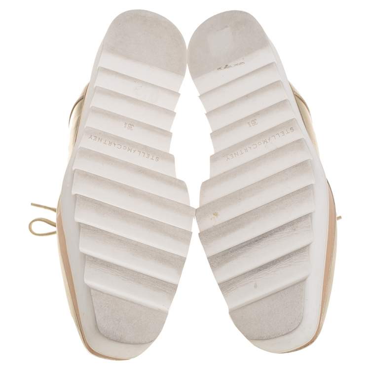 Pre Owned Stella McCartney Gold Faux Leather Wedge Sneakers Size 38.5