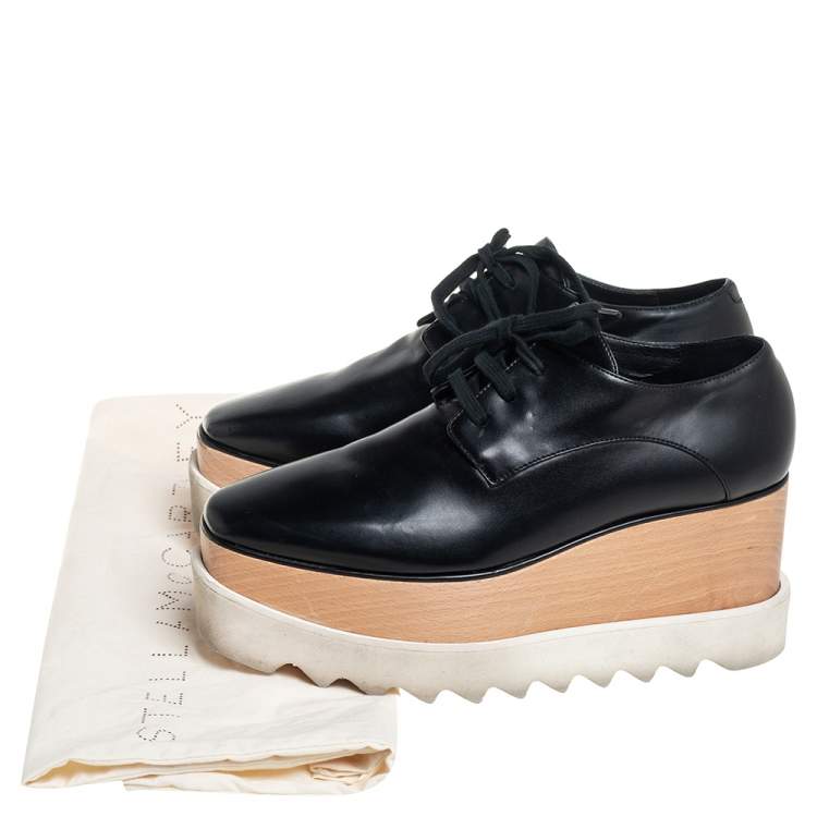 مملوكة مسبقًا Stella McCartney Black Faux Leather Elyse Platforms Sneakers Size 36