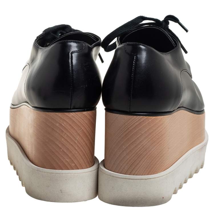 مملوكة مسبقًا Stella McCartney Black Faux Leather Elyse Platforms Sneakers Size 36