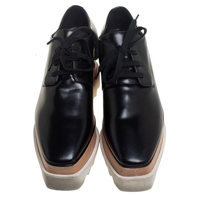 مملوكة مسبقًا Stella McCartney Black Faux Leather Elyse Platforms Sneakers Size 36