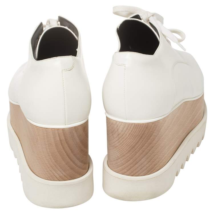 Pre Owned Stella McCartney White Faux Leather Elyse Platforms Sneakers Size 38