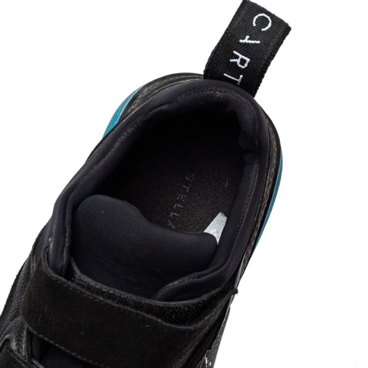Pre Owned Stella McCartney Black Faux Leather And Faux Suede Eclypse Velcro Low Top Sneakers Size 39