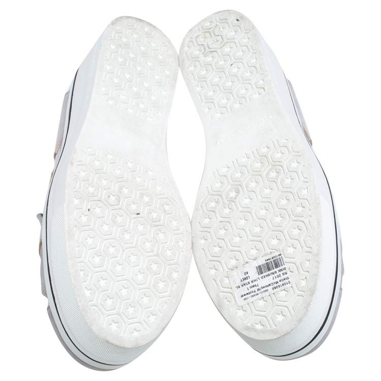 Pre Owned Stella McCartney Grey Faux Leather Binx Star Platform Slip On Sneakers Size 40