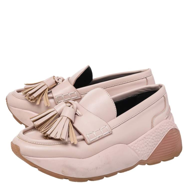 Pre Owned Stella McCartney Pink Faux Leather Loafer Sneaker Size 36