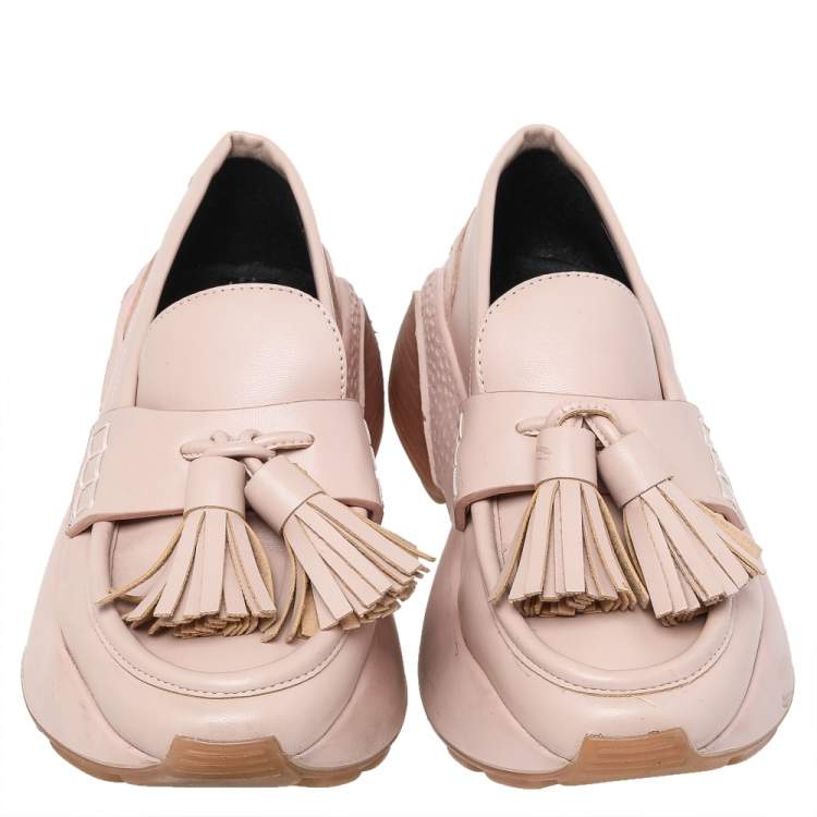 Pre Owned Stella McCartney Pink Faux Leather Loafer Sneaker Size 36