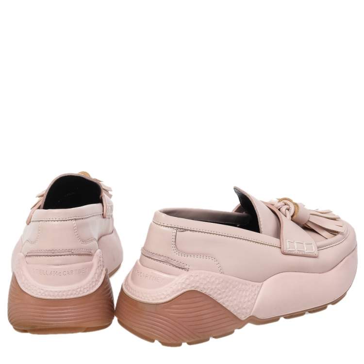 Pre Owned Stella McCartney Pink Faux Leather Loafer Sneaker Size 36