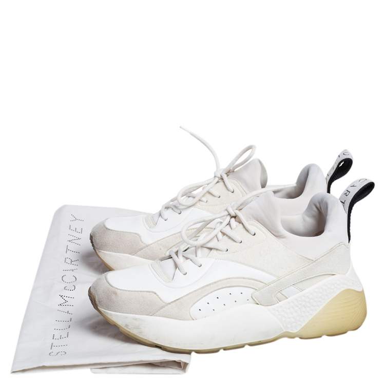 Pre Owned Stella McCartney White Faux Leather And Faux Suede Eclypse Low Top Sneakers Size 38