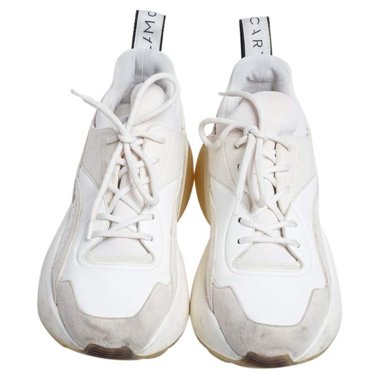 Pre Owned Stella McCartney White Faux Leather And Faux Suede Eclypse Low Top Sneakers Size 38