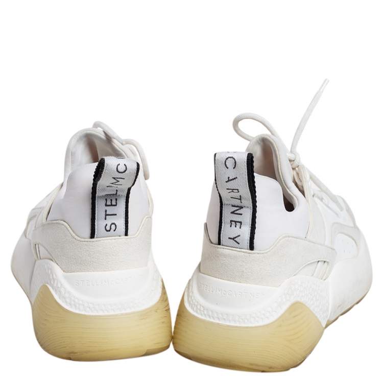 Pre Owned Stella McCartney White Faux Leather And Faux Suede Eclypse Low Top Sneakers Size 38