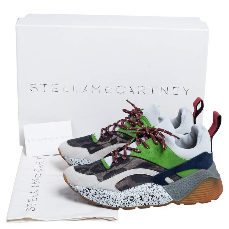 مملوكة مسبقًا Stella McCartney Multicolor Leopard Print Faux Suede and Fabric Eclypse Low Top Sneakers Size 38