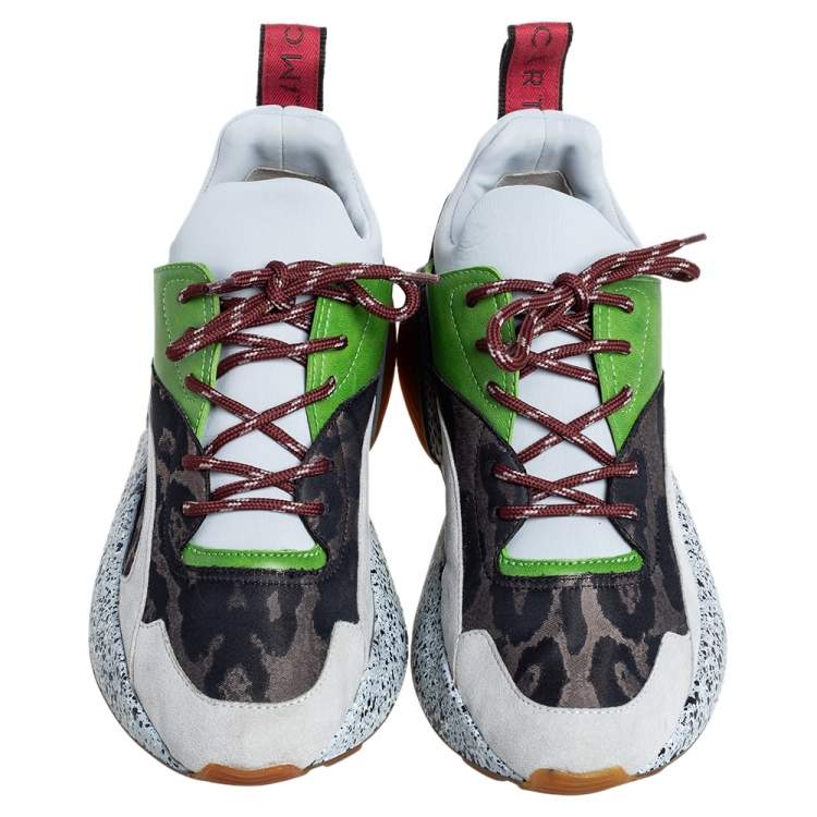 مملوكة مسبقًا Stella McCartney Multicolor Leopard Print Faux Suede and Fabric Eclypse Low Top Sneakers Size 38