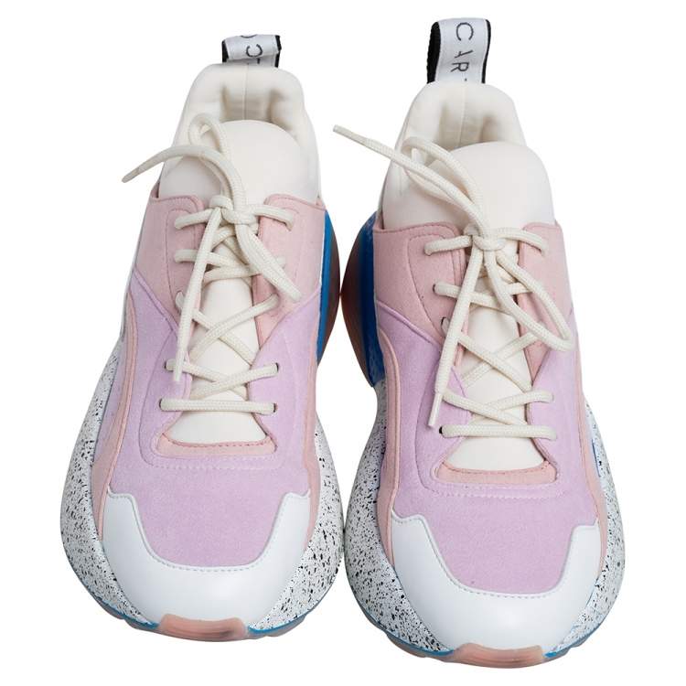 Pre Owned Stella McCartney Multicolor Faux Leather, Faux Suede and Fabric Eclypse Low Top Sneakers Size 38