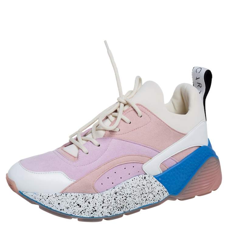 Pre Owned Stella McCartney Multicolor Faux Leather, Faux Suede and Fabric Eclypse Low Top Sneakers Size 38