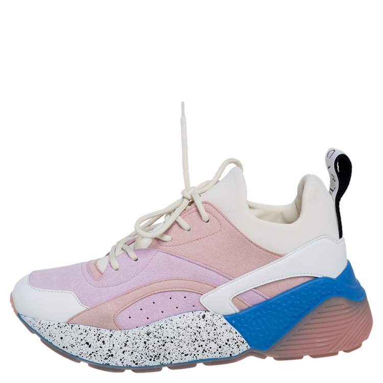 Pre Owned Stella McCartney Multicolor Faux Leather, Faux Suede and Fabric Eclypse Low Top Sneakers Size 38