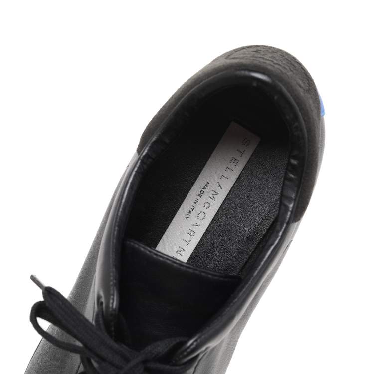 Pre Owned Stella McCartney Black Faux Leather Elyse Platform Derby Sneakers Size 37.5