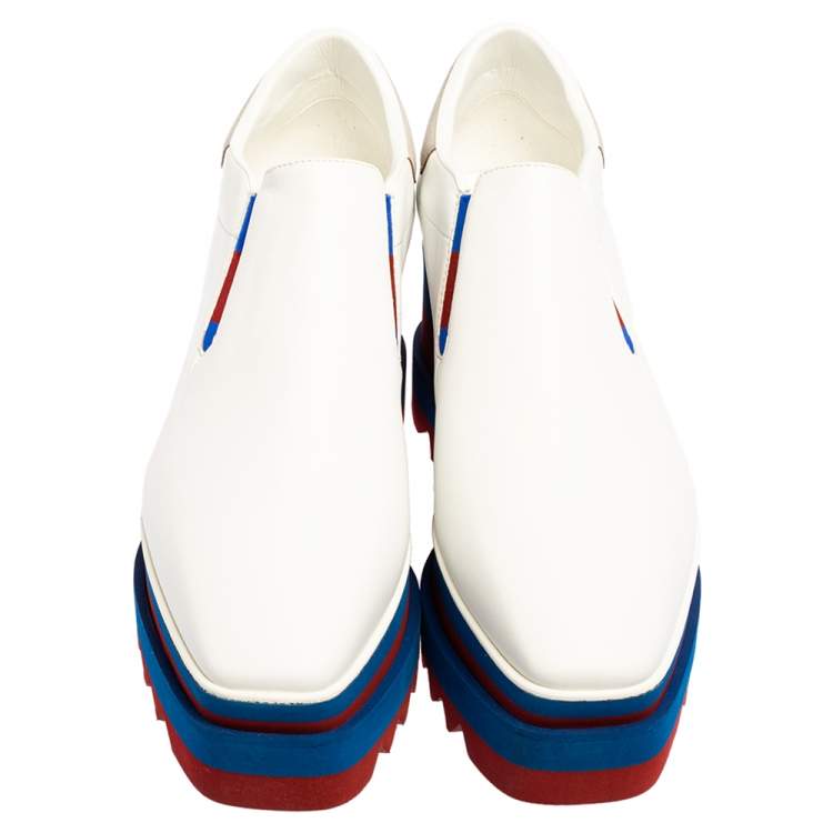 Pre Owned Stella McCartney White Faux Leather Elyse Platform Slip On Sneakers Size 40
