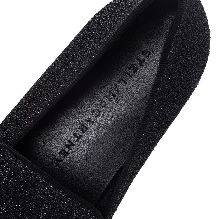 Pre Owned Stella McCartney Black Lurex Fabric Binx Platform Slip On Sneakers Size 40