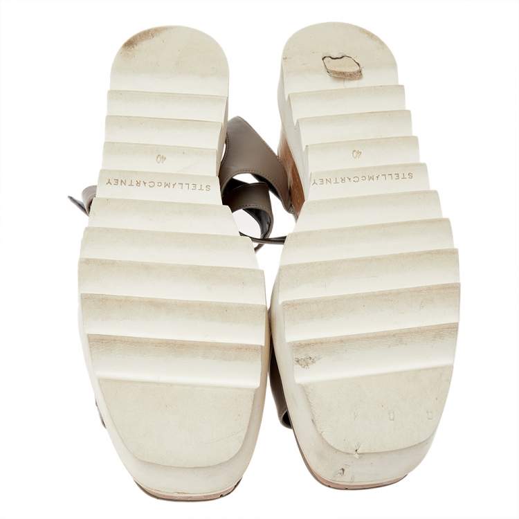 Pre Owned Stella McCartney Grey Faux Leather Wedge Sandals Size 40