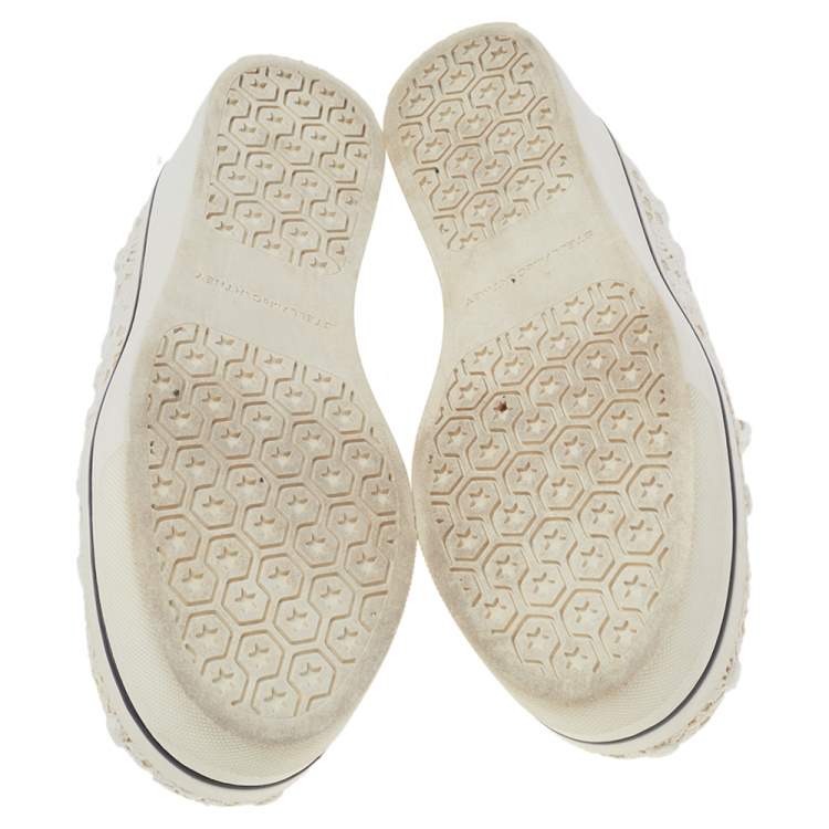 Pre Owned Stella McCartney Cream Floral-lace Slip on Sneakers Size 36
