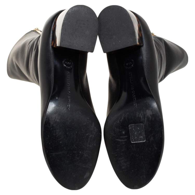 Pre Owned Stella McCartney Black Faux Leather Ankle Boots Size 38.5