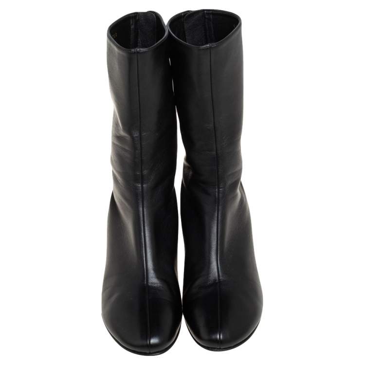 Pre Owned Stella McCartney Black Faux Leather Ankle Boots Size 38.5