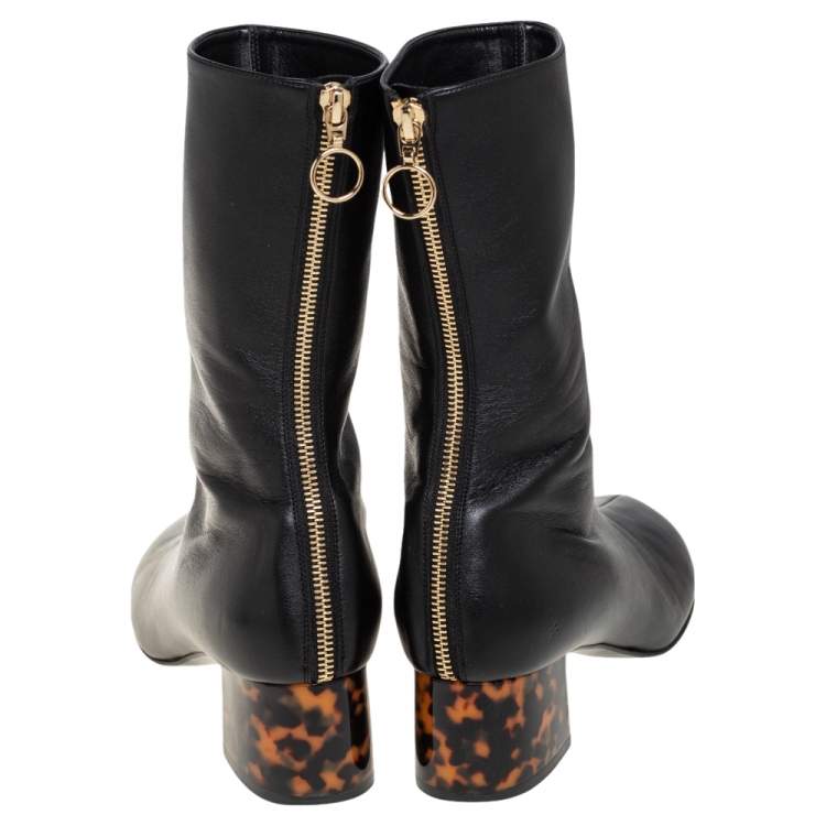 Pre Owned Stella McCartney Black Faux Leather Ankle Boots Size 38.5