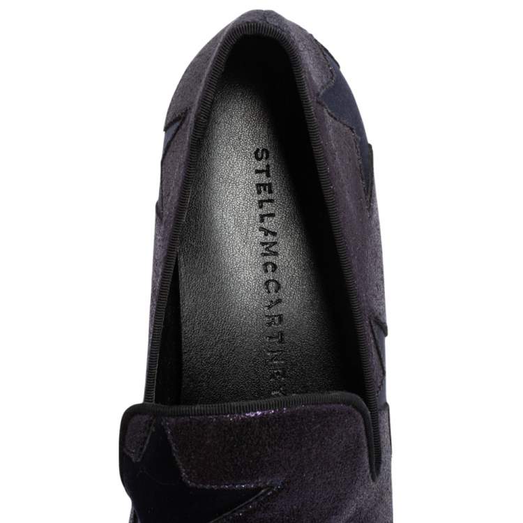 مملوكة مسبقًا Stella McCartney Metallic Plum/Black Faux Suede and Fabric Binx Star Platform Sneakers Size 38