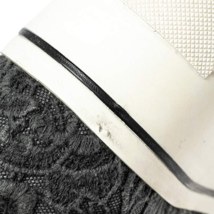 Pre Owned Stella McCartney Grey Embroidered Fabric Lace Slip On  Sneakers Size 38