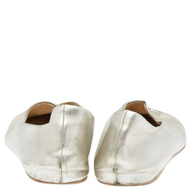 Pre Owned Stella McCartney Silver Faux Leather Ballet Flats Size 36