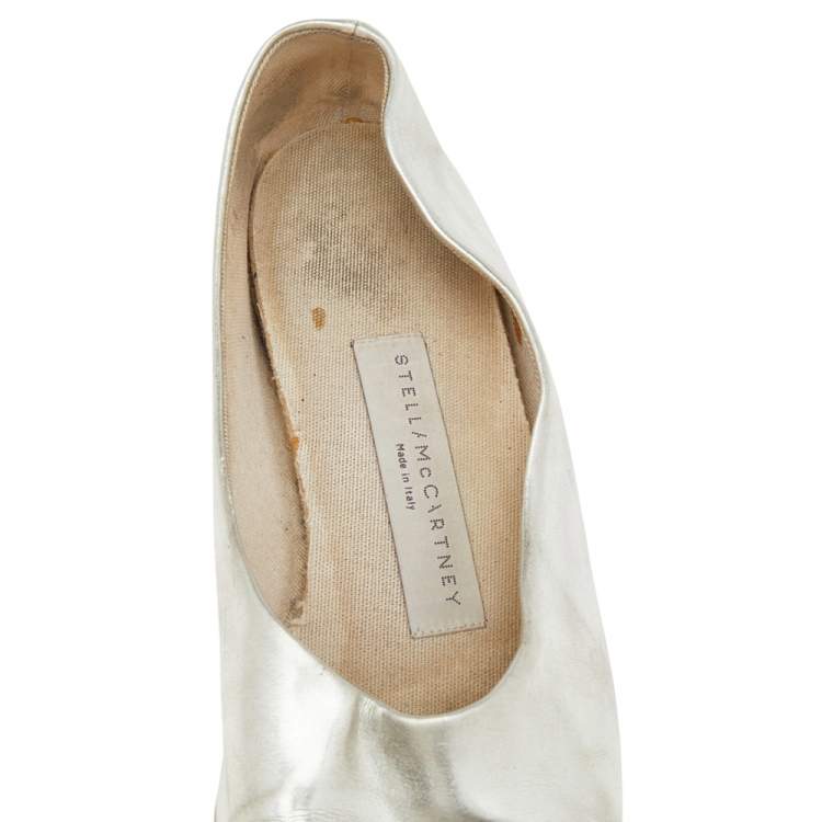 Pre Owned Stella McCartney Silver Faux Leather Ballet Flats Size 36