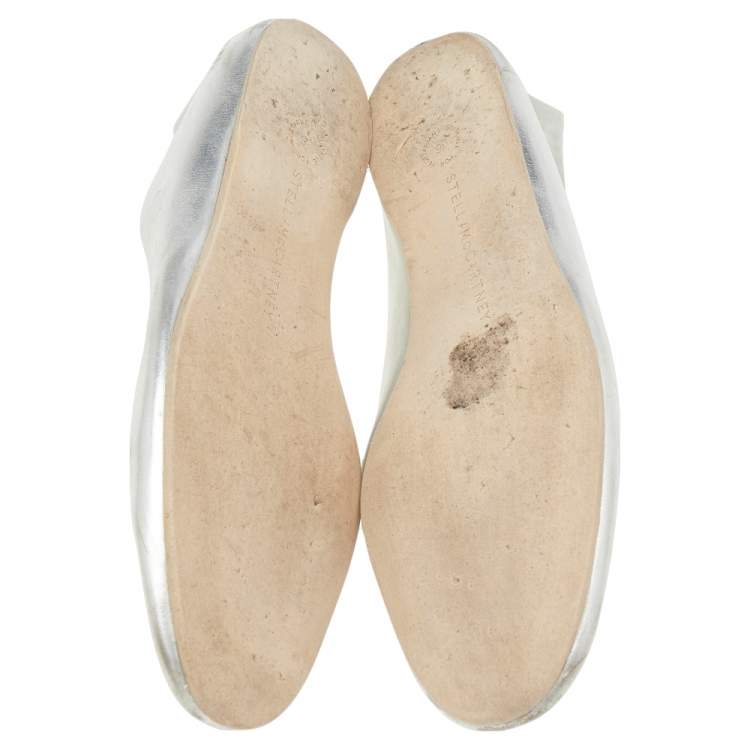 Pre Owned Stella McCartney Silver Faux Leather Ballet Flats Size 36