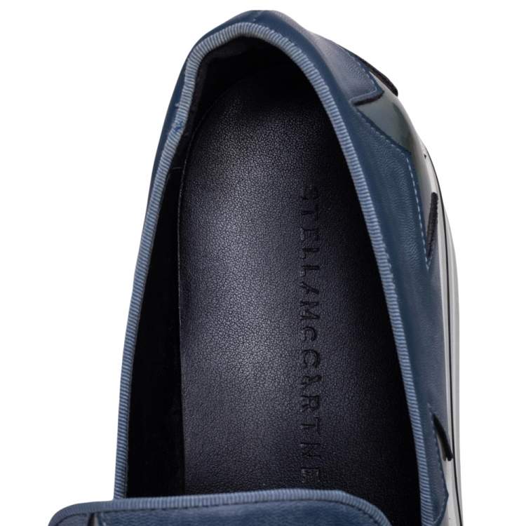Pre Owned Stella McCartney Blue Faux Leather Binx Star Slip-On Platform Sneakers Size 38