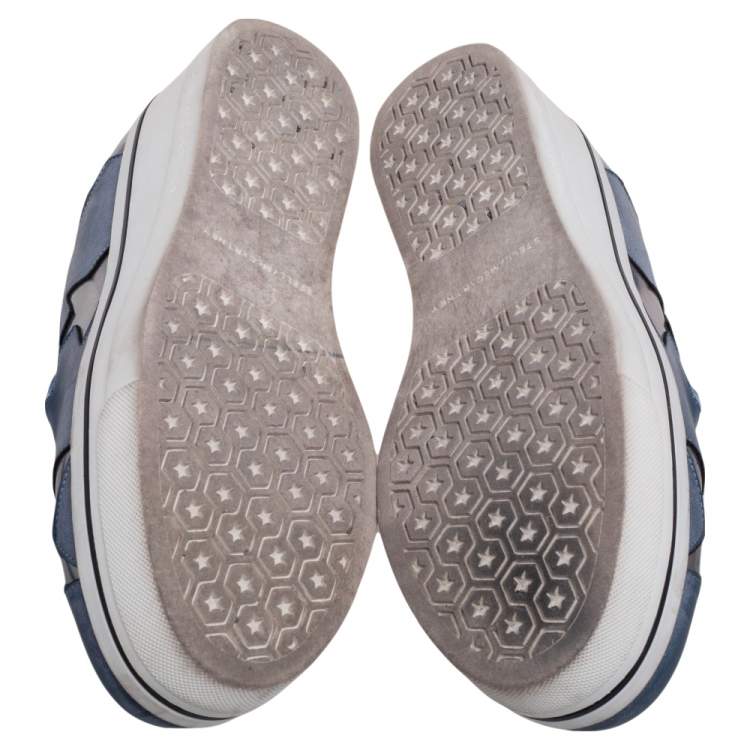 Pre Owned Stella McCartney Blue Faux Leather Binx Star Slip-On Platform Sneakers Size 38