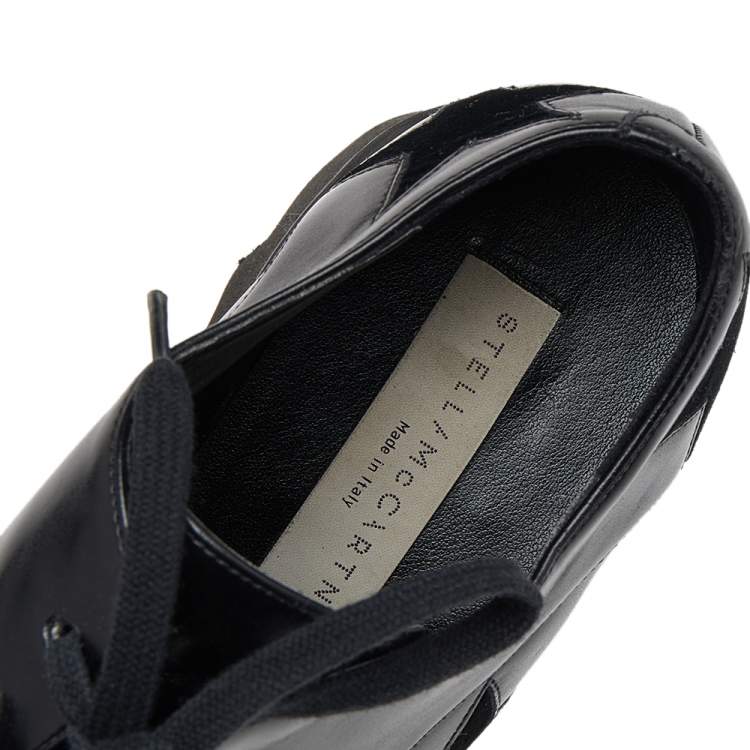 Pre Owned Stella McCartney Black Faux Leather Elyse Star Platform Derby Size 35