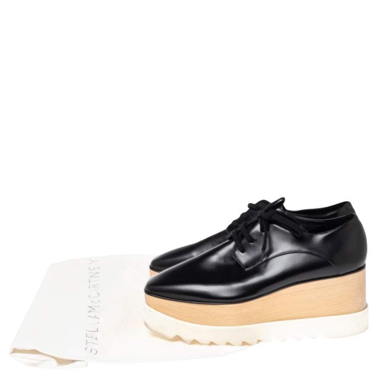 Pre Owned Stella McCartney Black Faux Leather Elyse Platform Sneakers Size 40
