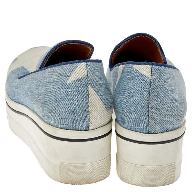 Pre Owned Stella McCartney Blue Denim Binx Slip On Sneakers Size 38