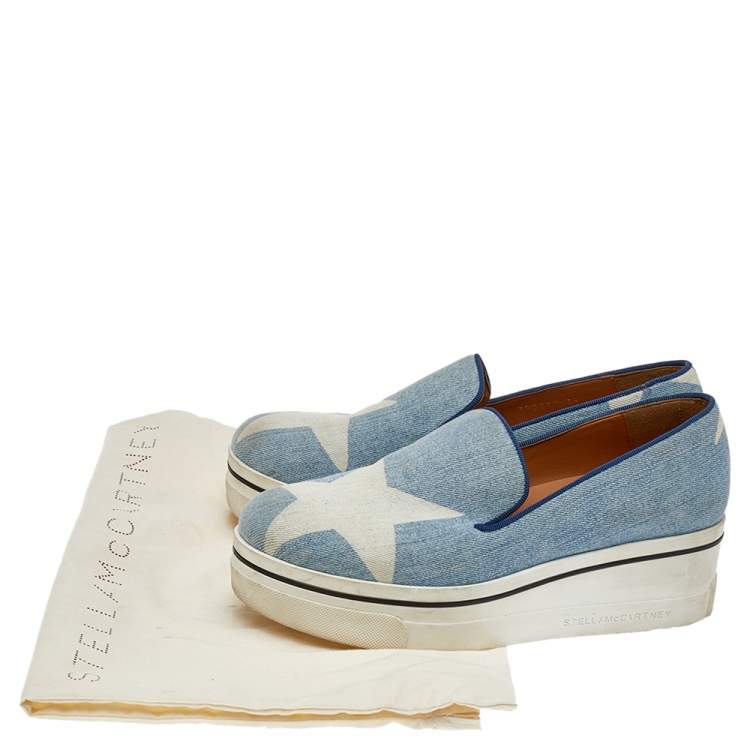 Pre Owned Stella McCartney Blue Denim Binx Slip On Sneakers Size 38