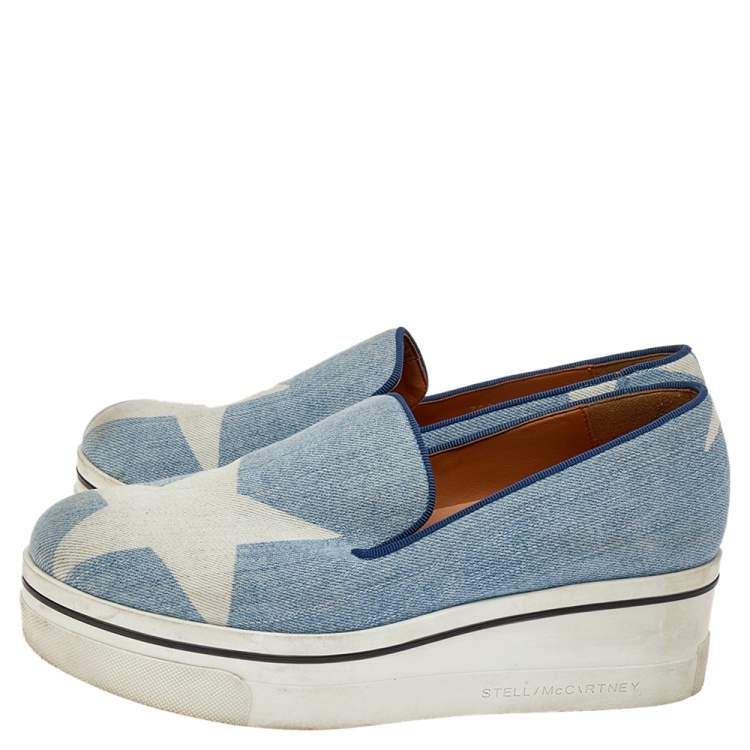 Pre Owned Stella McCartney Blue Denim Binx Slip On Sneakers Size 38