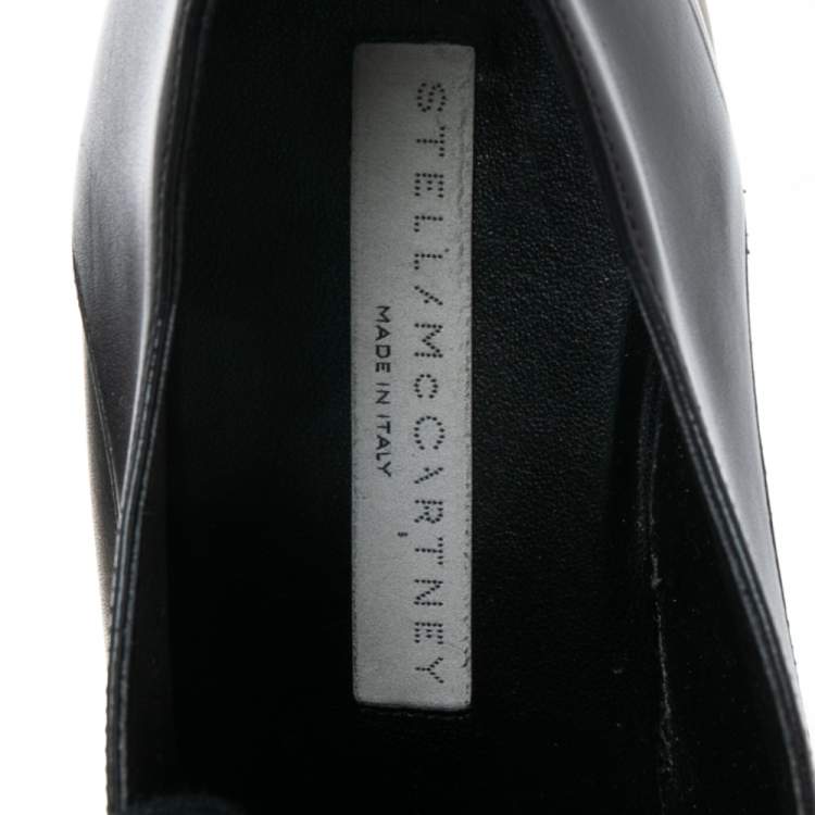 Pre Owned Stella McCartney Black Faux Leather Elyse Platforms Sneakers Size 36