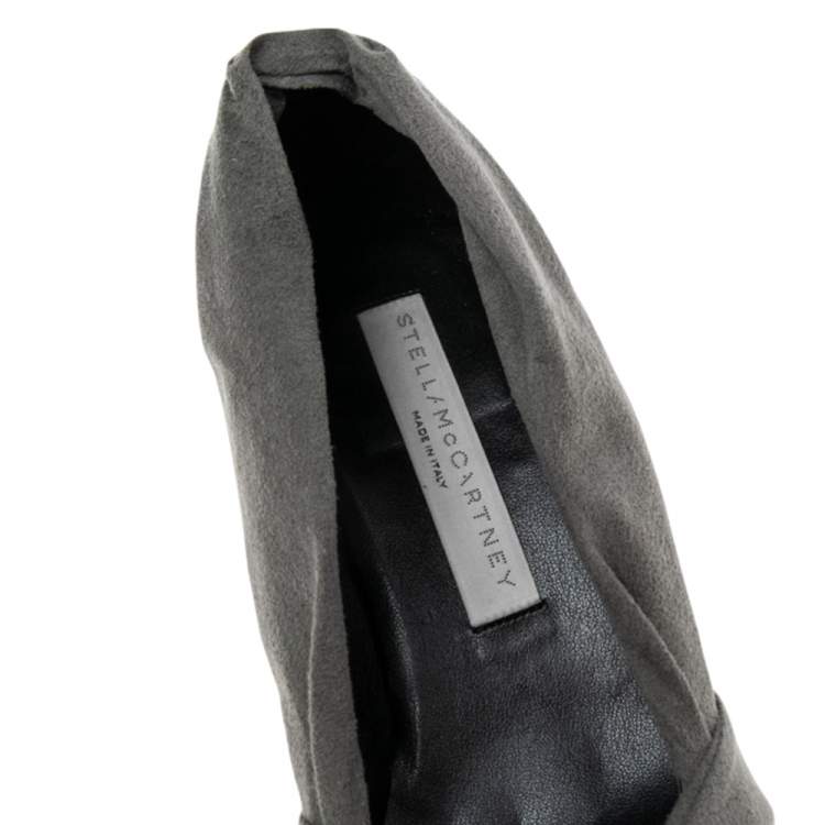 Pre Owned Stella McCartney Grey Faux Suede And Faux Leather Pointed Toe Pumps Size 36