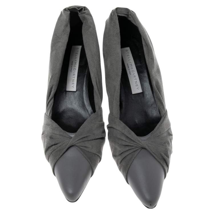 Pre Owned Stella McCartney Grey Faux Suede And Faux Leather Pointed Toe Pumps Size 36