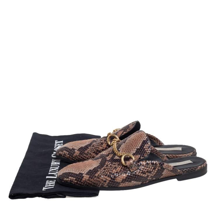Pre Owned Stella McCartney Brown Faux Python Flats Size 37.5