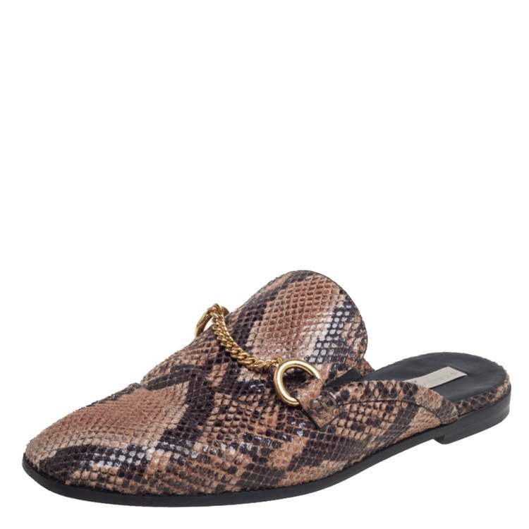 Pre Owned Stella McCartney Brown Faux Python Flats Size 37.5