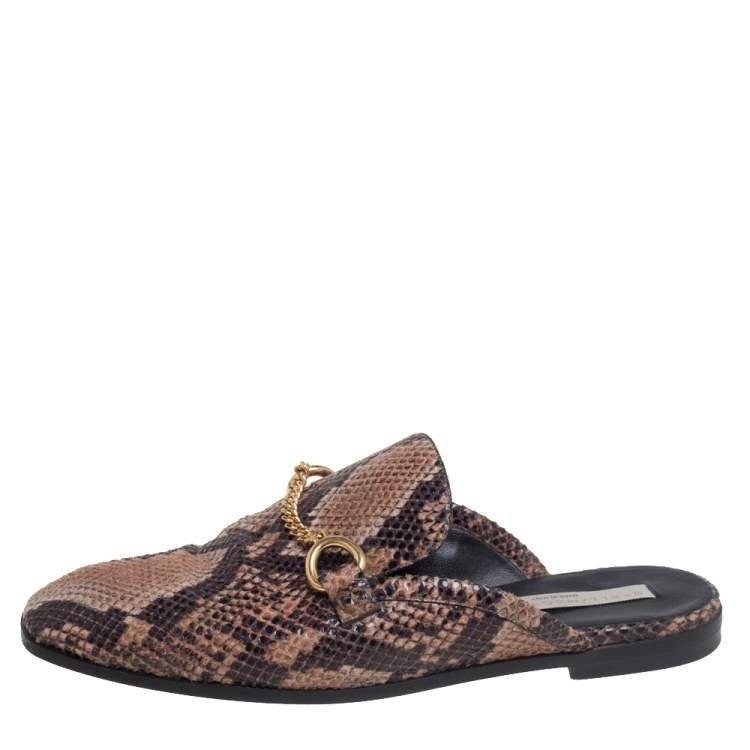 Pre Owned Stella McCartney Brown Faux Python Flats Size 37.5